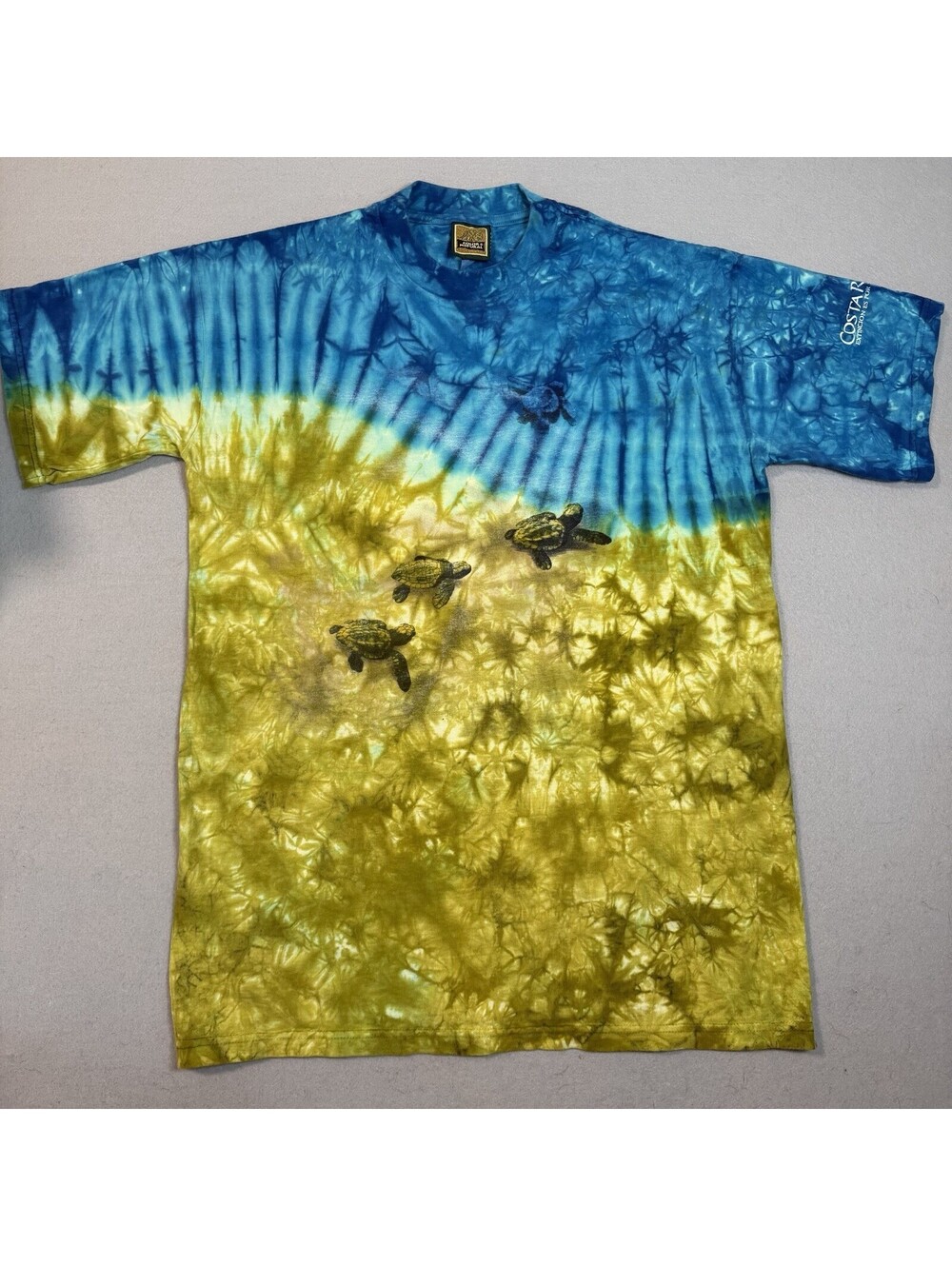 Color Natural Vintage Sea Turtles Costa Rica T-Shirt in Blue Green Large